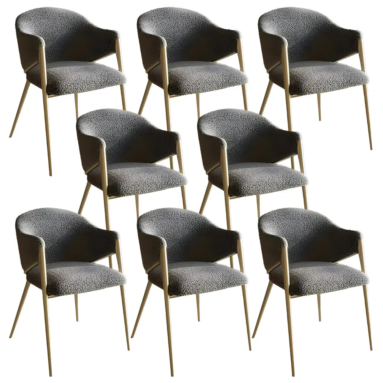 Ensemble de 2 chaises de salle à manger blanches contemporaines en sherpa à dossier bas