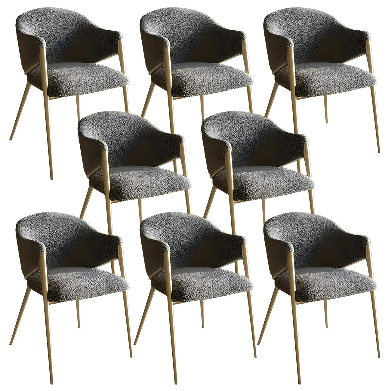 Ensemble de 2 chaises de salle à manger blanches contemporaines en sherpa à dossier bas