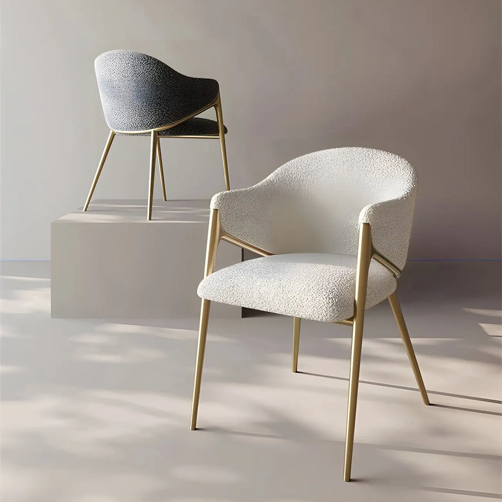 Ensemble de 2 chaises de salle à manger blanches contemporaines en sherpa à dossier bas