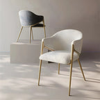 Ensemble de 2 chaises de salle à manger blanches contemporaines en sherpa à dossier bas