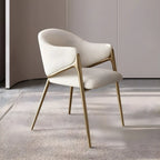 Ensemble de 2 chaises de salle à manger blanches contemporaines en sherpa à dossier bas