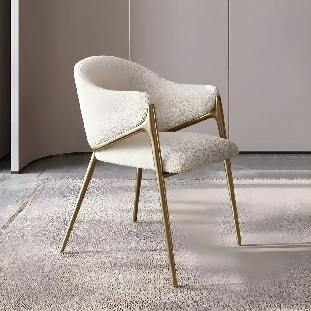 Ensemble de 2 chaises de salle à manger blanches contemporaines en sherpa à dossier bas