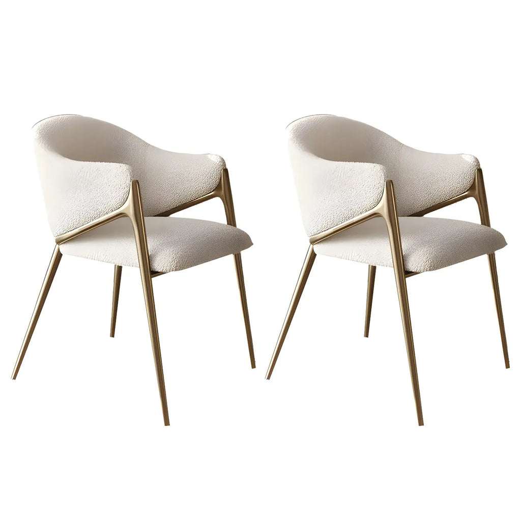 Ensemble de 2 chaises de salle à manger blanches contemporaines en sherpa à dossier bas