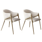 Ensemble de 2 chaises de salle à manger blanches contemporaines en sherpa à dossier bas
