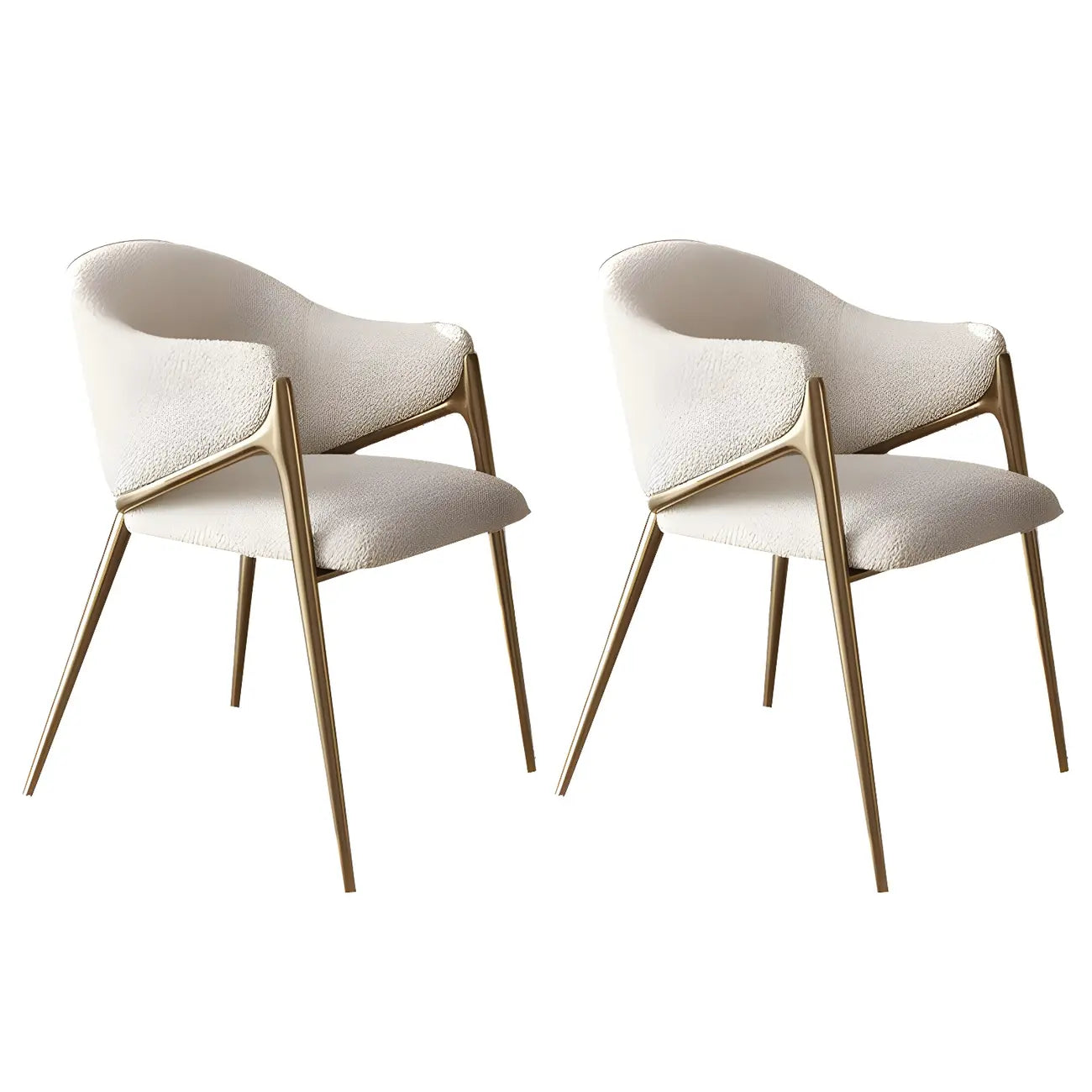 Ensemble de 2 chaises de salle à manger blanches contemporaines en sherpa à dossier bas