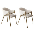 Ensemble de 2 chaises de salle à manger blanches contemporaines en sherpa à dossier bas