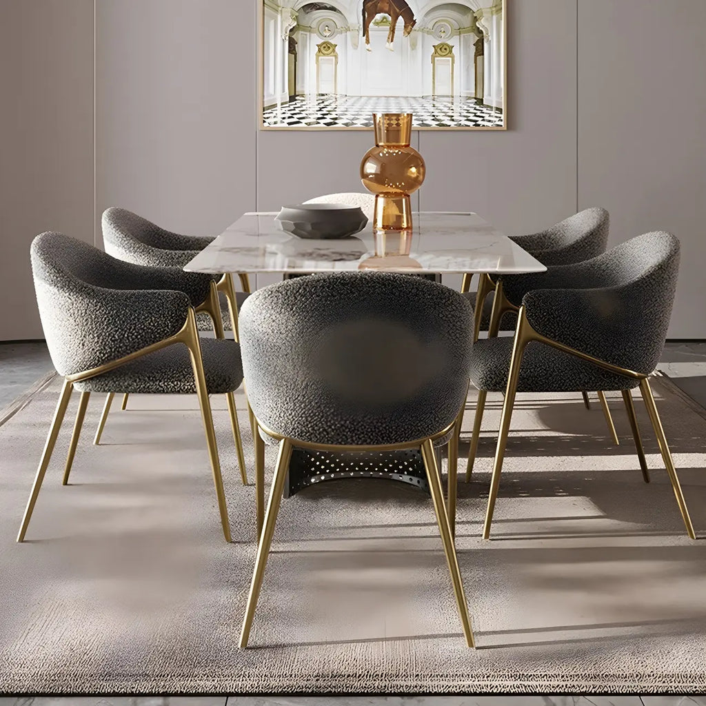 Ensemble de 2 chaises de salle à manger blanches contemporaines en sherpa à dossier bas