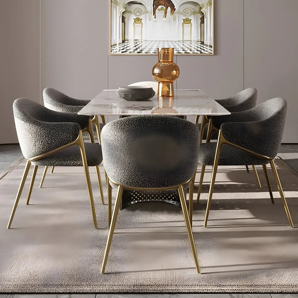Ensemble de 2 chaises de salle à manger blanches contemporaines en sherpa à dossier bas