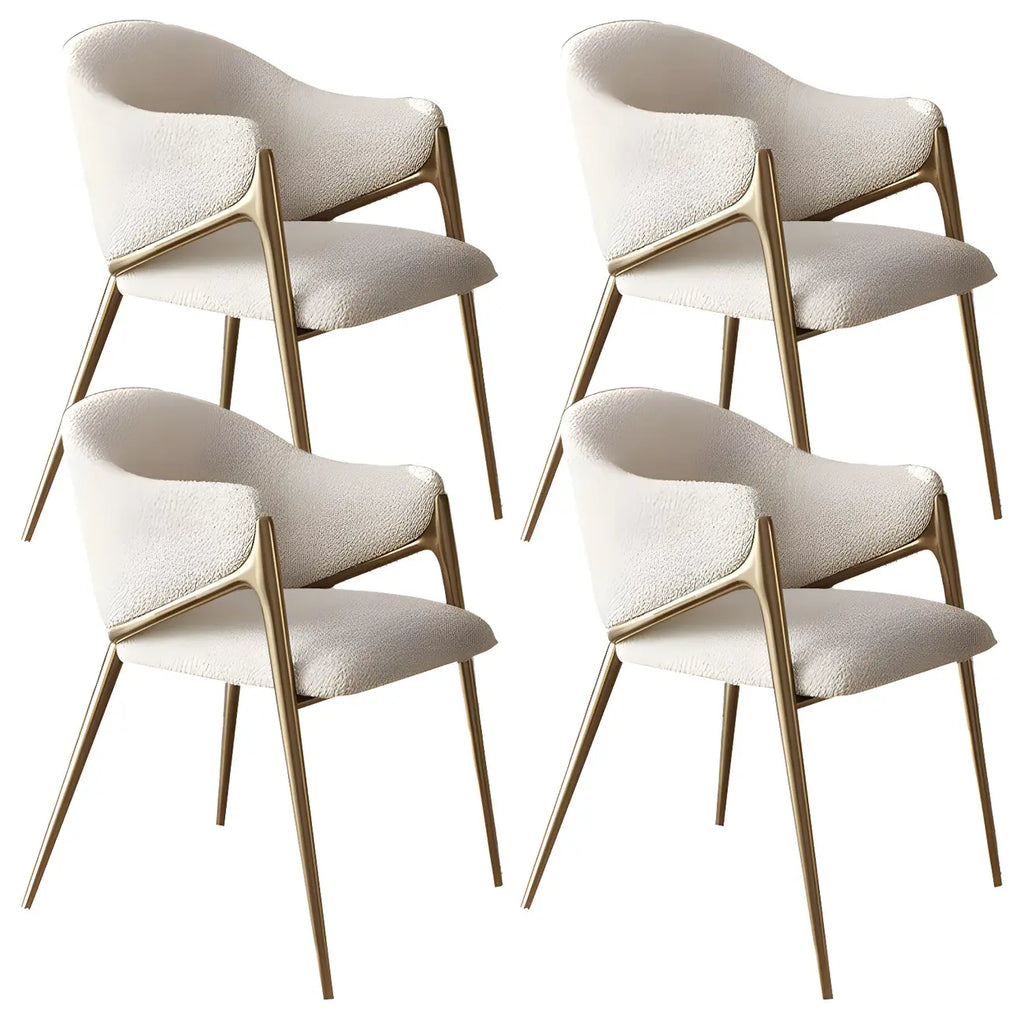 Ensemble de 2 chaises de salle à manger blanches contemporaines en sherpa à dossier bas