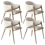 Ensemble de 2 chaises de salle à manger blanches contemporaines en sherpa à dossier bas