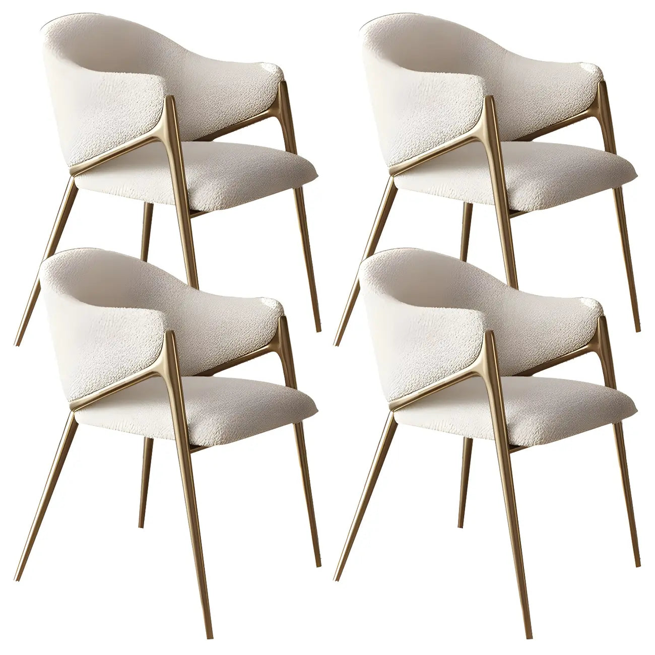 Ensemble de 2 chaises de salle à manger blanches contemporaines en sherpa à dossier bas