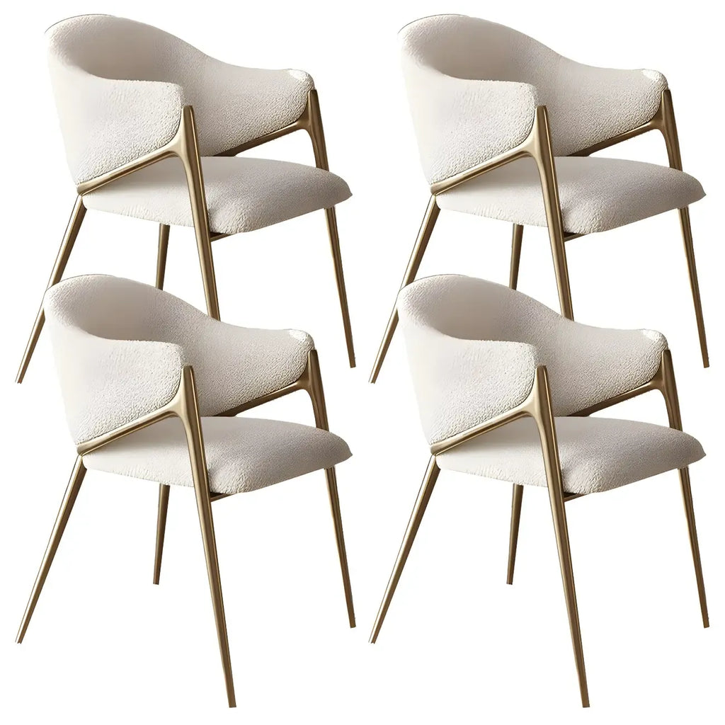 Ensemble de 2 chaises de salle à manger blanches contemporaines en sherpa à dossier bas