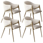 Ensemble de 2 chaises de salle à manger blanches contemporaines en sherpa à dossier bas
