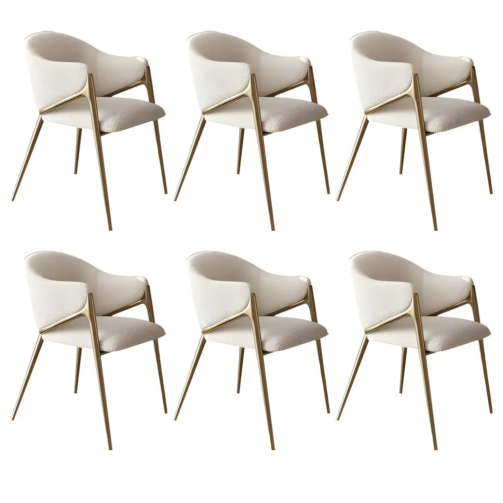 Ensemble de 2 chaises de salle à manger blanches contemporaines en sherpa à dossier bas