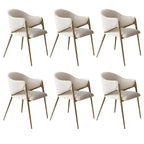 Ensemble de 2 chaises de salle à manger blanches contemporaines en sherpa à dossier bas