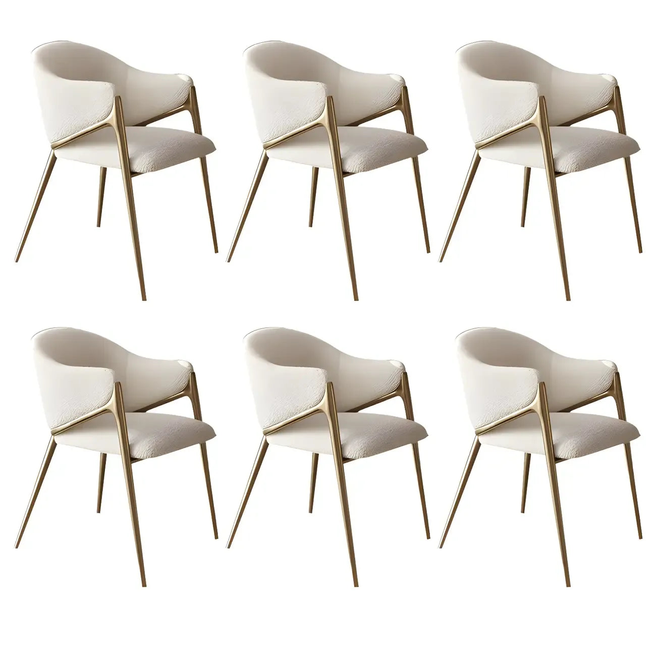 Ensemble de 2 chaises de salle à manger blanches contemporaines en sherpa à dossier bas