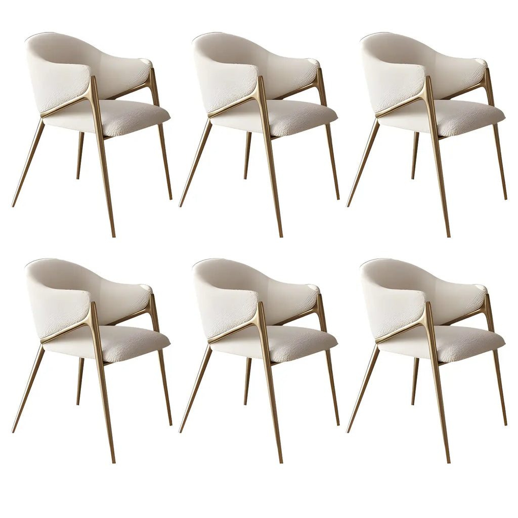 Ensemble de 2 chaises de salle à manger blanches contemporaines en sherpa à dossier bas