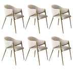 Ensemble de 2 chaises de salle à manger blanches contemporaines en sherpa à dossier bas
