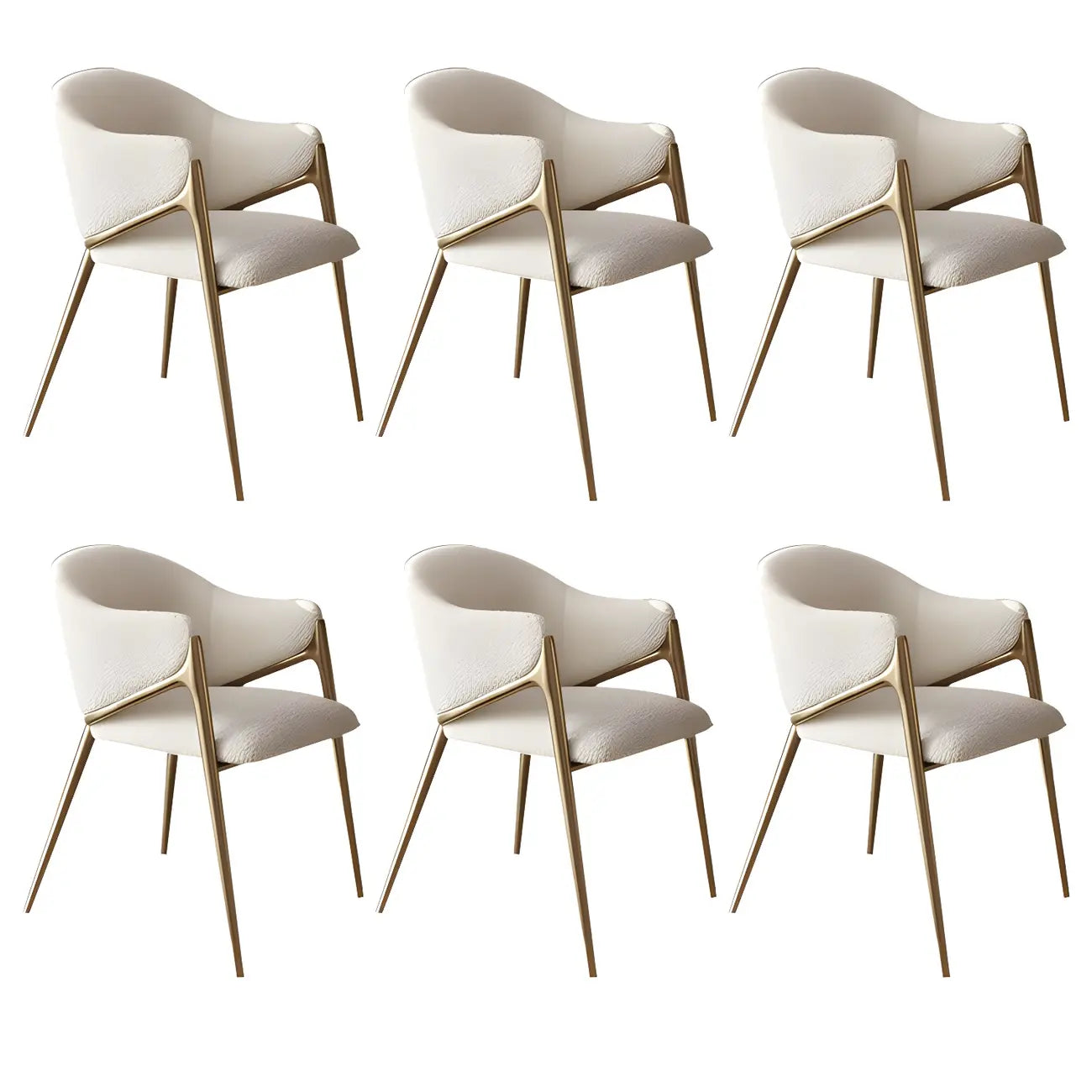 Ensemble de 2 chaises de salle à manger blanches contemporaines en sherpa à dossier bas