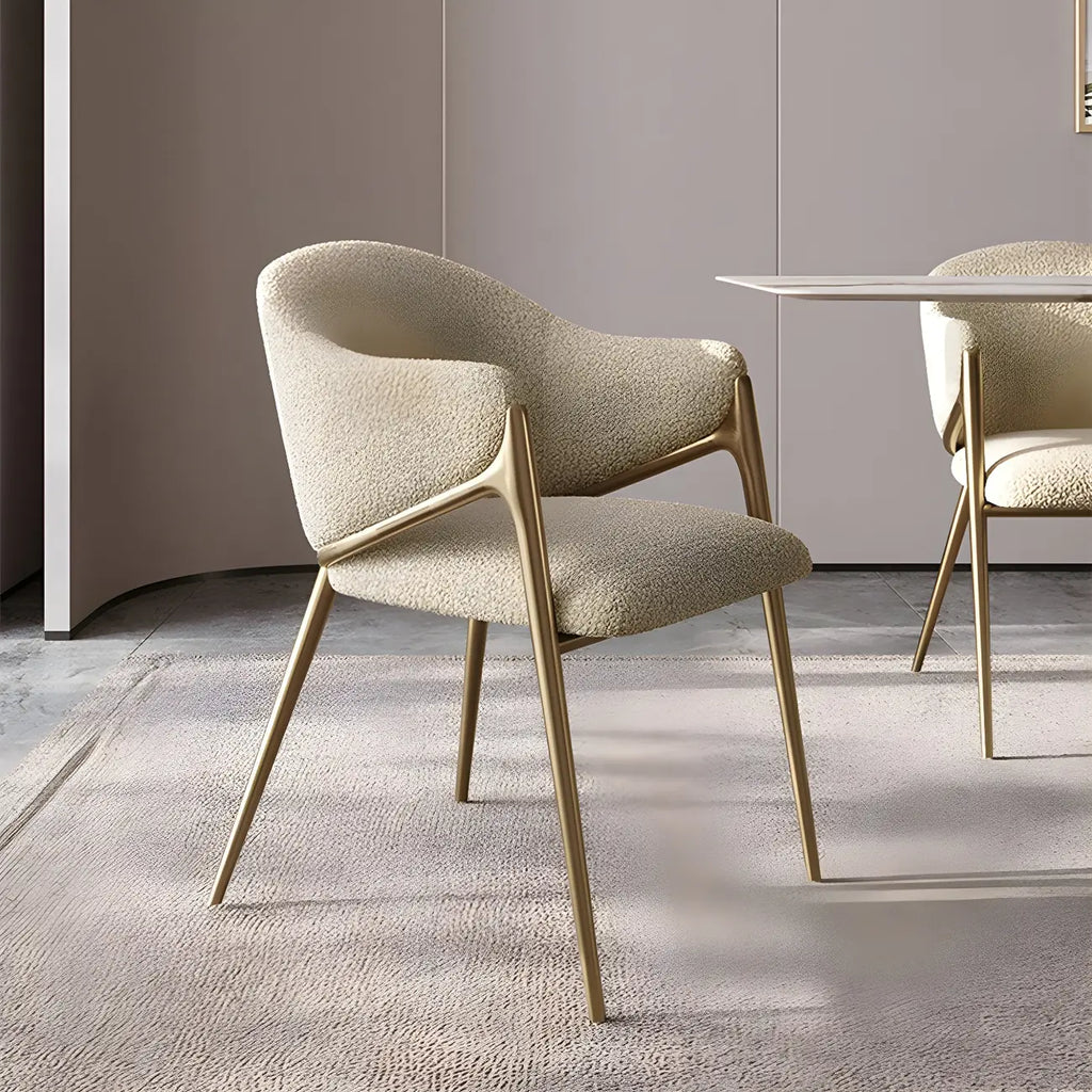 Ensemble de 2 chaises de salle à manger blanches contemporaines en sherpa à dossier bas