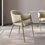 Ensemble de 2 chaises de salle à manger blanches contemporaines en sherpa à dossier bas