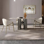 Ensemble de 2 chaises de salle à manger blanches contemporaines en sherpa à dossier bas