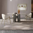 Ensemble de 2 chaises de salle à manger blanches contemporaines en sherpa à dossier bas