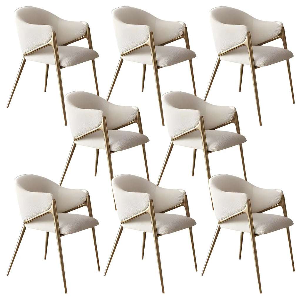 Ensemble de 2 chaises de salle à manger blanches contemporaines en sherpa à dossier bas