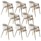 Ensemble de 2 chaises de salle à manger blanches contemporaines en sherpa à dossier bas
