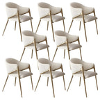 Ensemble de 2 chaises de salle à manger blanches contemporaines en sherpa à dossier bas