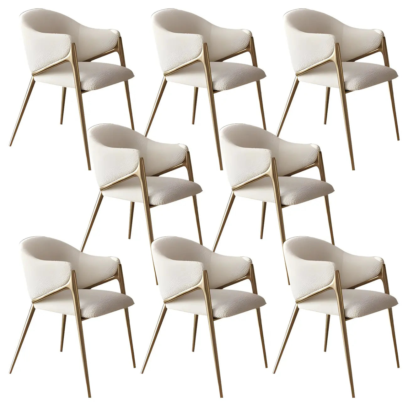 Ensemble de 2 chaises de salle à manger blanches contemporaines en sherpa à dossier bas