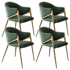 Ensemble de 2 chaises de salle à manger blanches contemporaines en sherpa à dossier bas