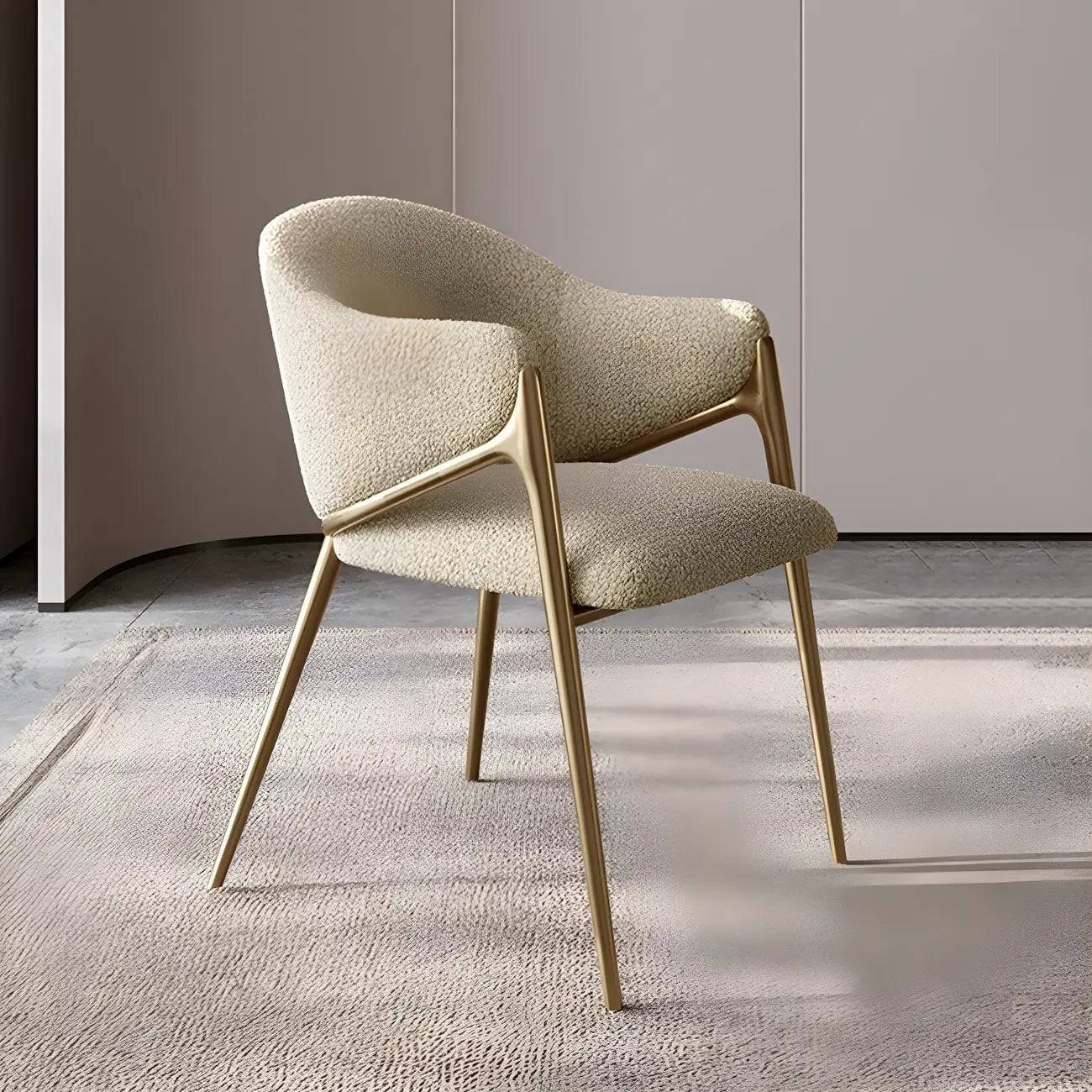 Ensemble de 2 chaises de salle à manger blanches contemporaines en sherpa à dossier bas