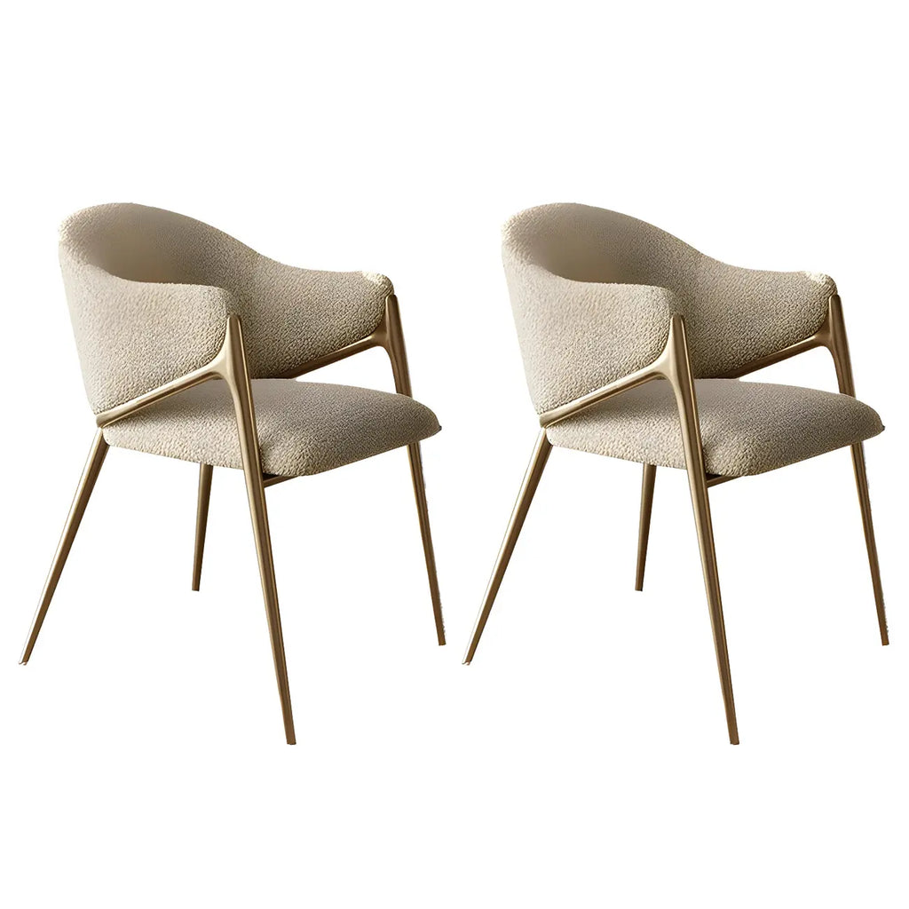 Ensemble de 2 chaises de salle à manger blanches contemporaines en sherpa à dossier bas