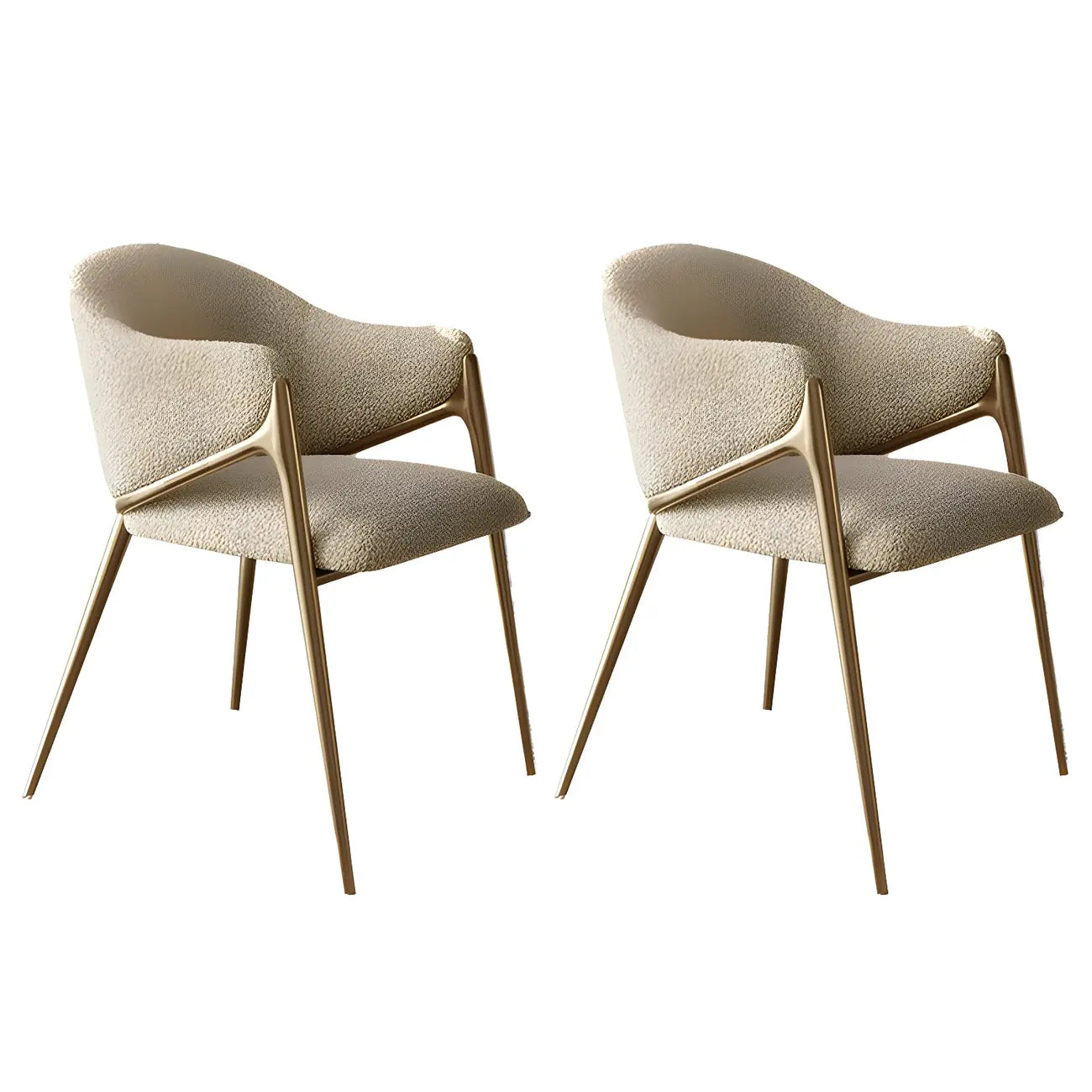 Ensemble de 2 chaises de salle à manger blanches contemporaines en sherpa à dossier bas