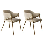 Ensemble de 2 chaises de salle à manger blanches contemporaines en sherpa à dossier bas