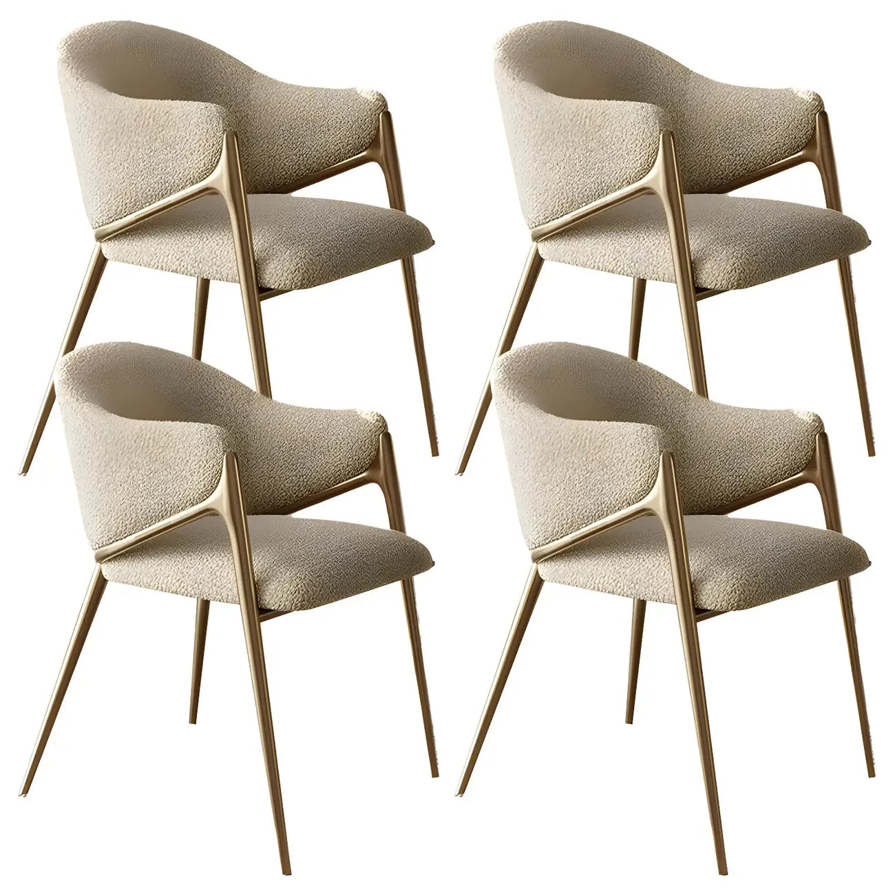 Ensemble de 2 chaises de salle à manger blanches contemporaines en sherpa à dossier bas