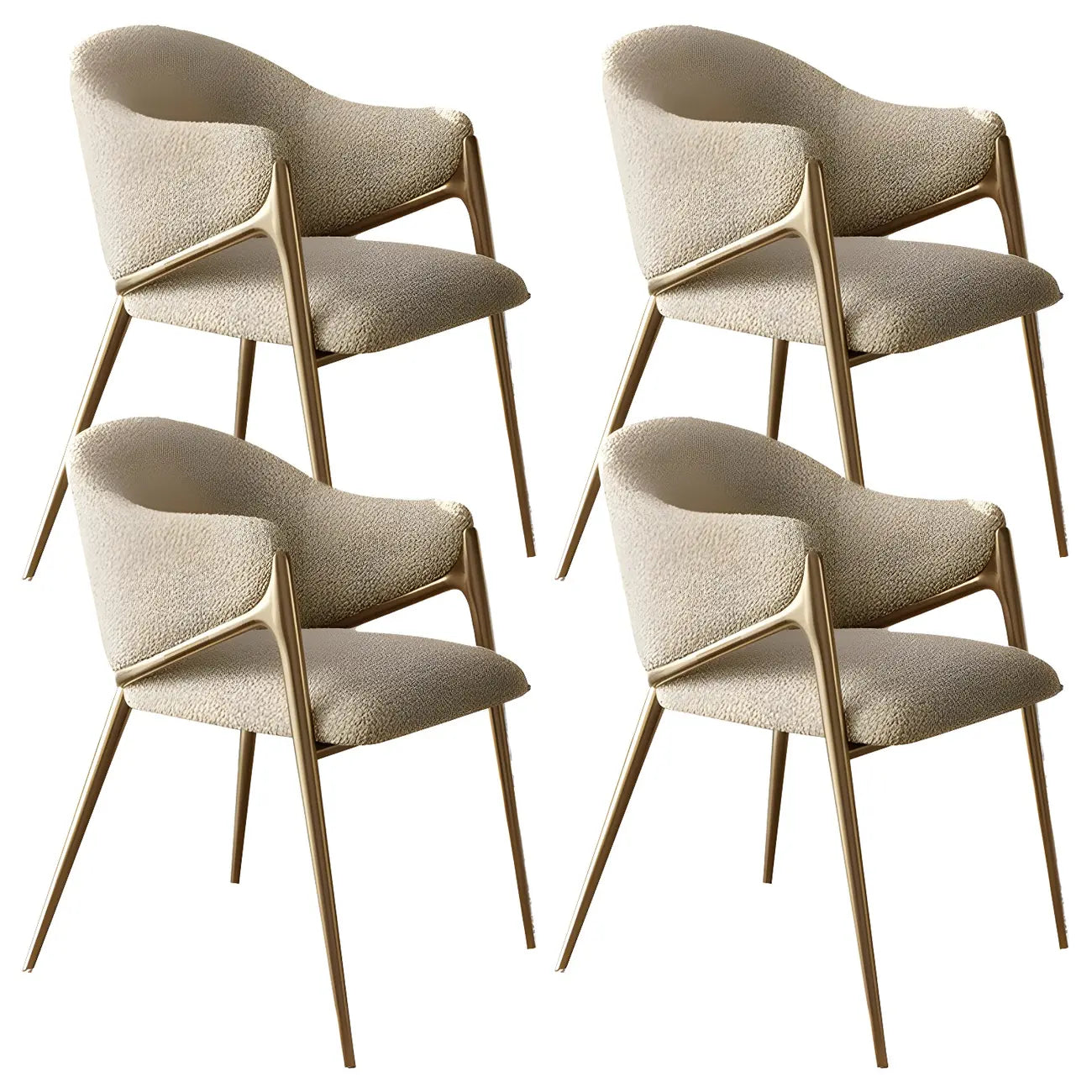 Ensemble de 2 chaises de salle à manger blanches contemporaines en sherpa à dossier bas
