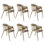 Ensemble de 2 chaises de salle à manger blanches contemporaines en sherpa à dossier bas