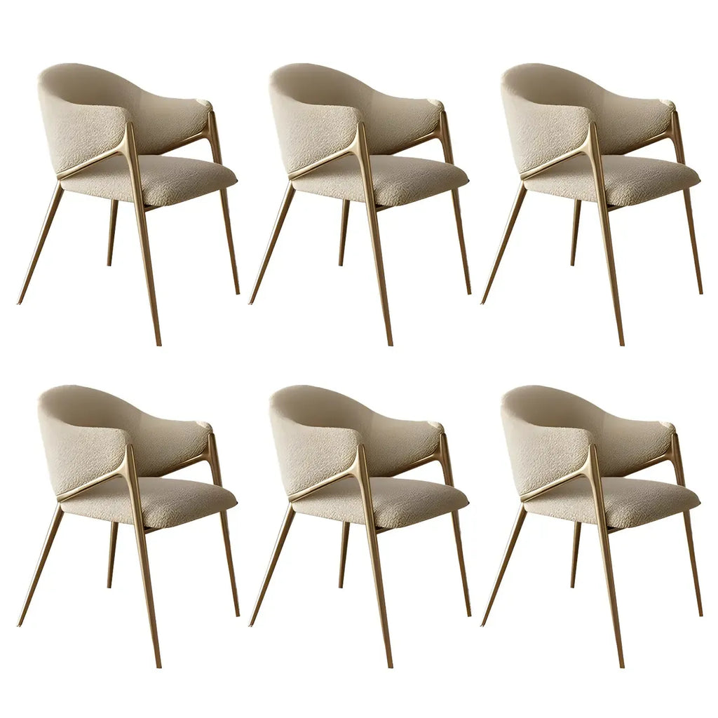Ensemble de 2 chaises de salle à manger blanches contemporaines en sherpa à dossier bas