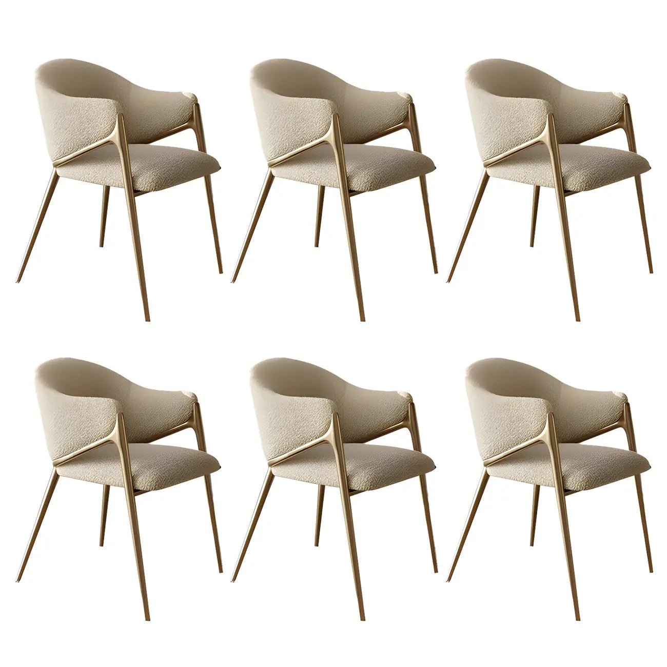 Ensemble de 2 chaises de salle à manger blanches contemporaines en sherpa à dossier bas