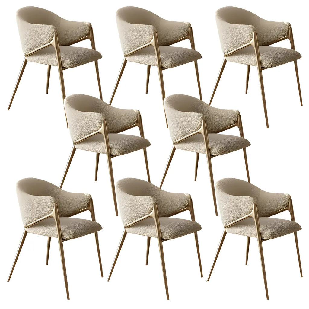 Ensemble de 2 chaises de salle à manger blanches contemporaines en sherpa à dossier bas