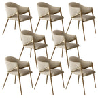 Ensemble de 2 chaises de salle à manger blanches contemporaines en sherpa à dossier bas