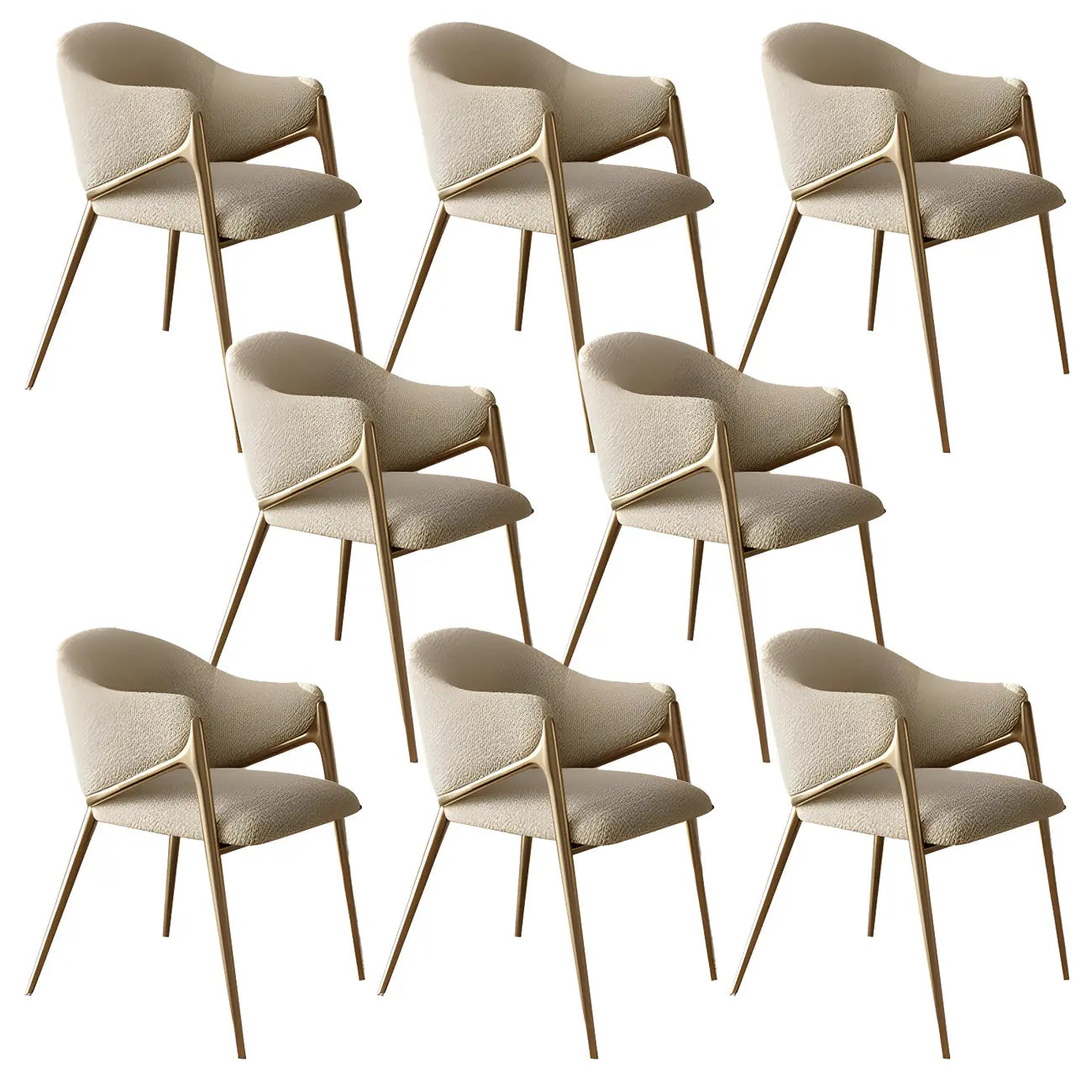 Ensemble de 2 chaises de salle à manger blanches contemporaines en sherpa à dossier bas