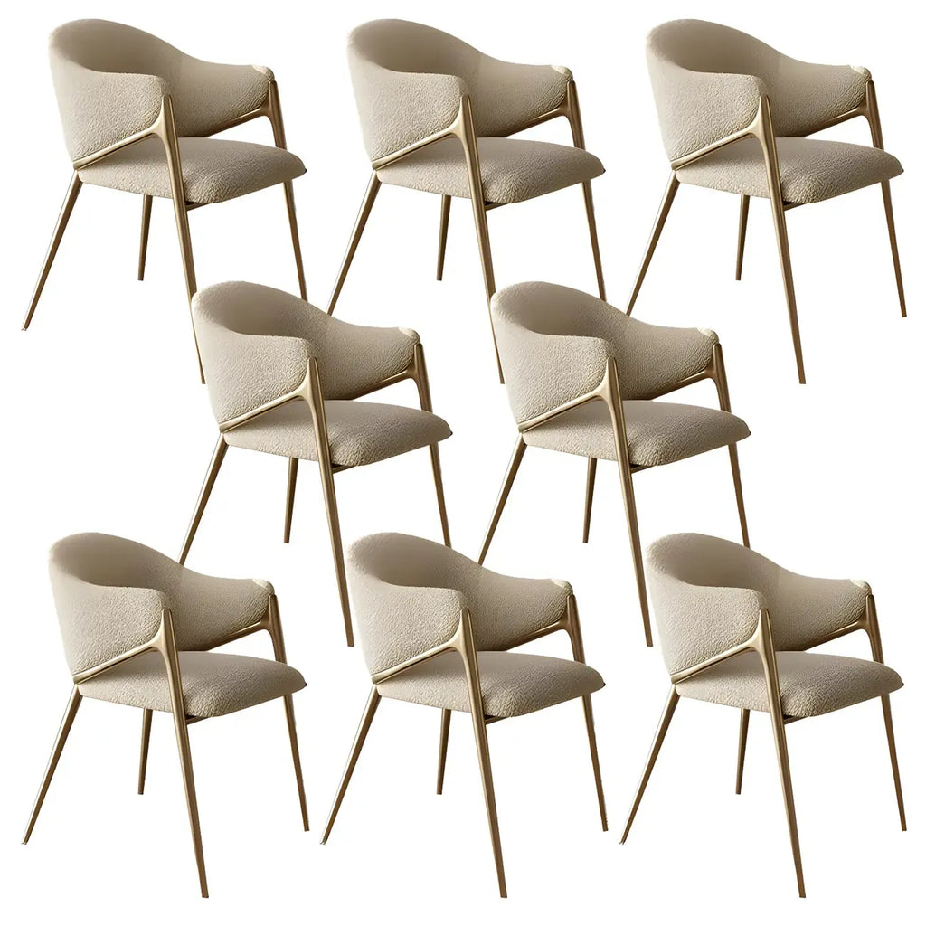 Ensemble de 2 chaises de salle à manger blanches contemporaines en sherpa à dossier bas