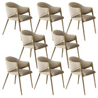 Ensemble de 2 chaises de salle à manger blanches contemporaines en sherpa à dossier bas