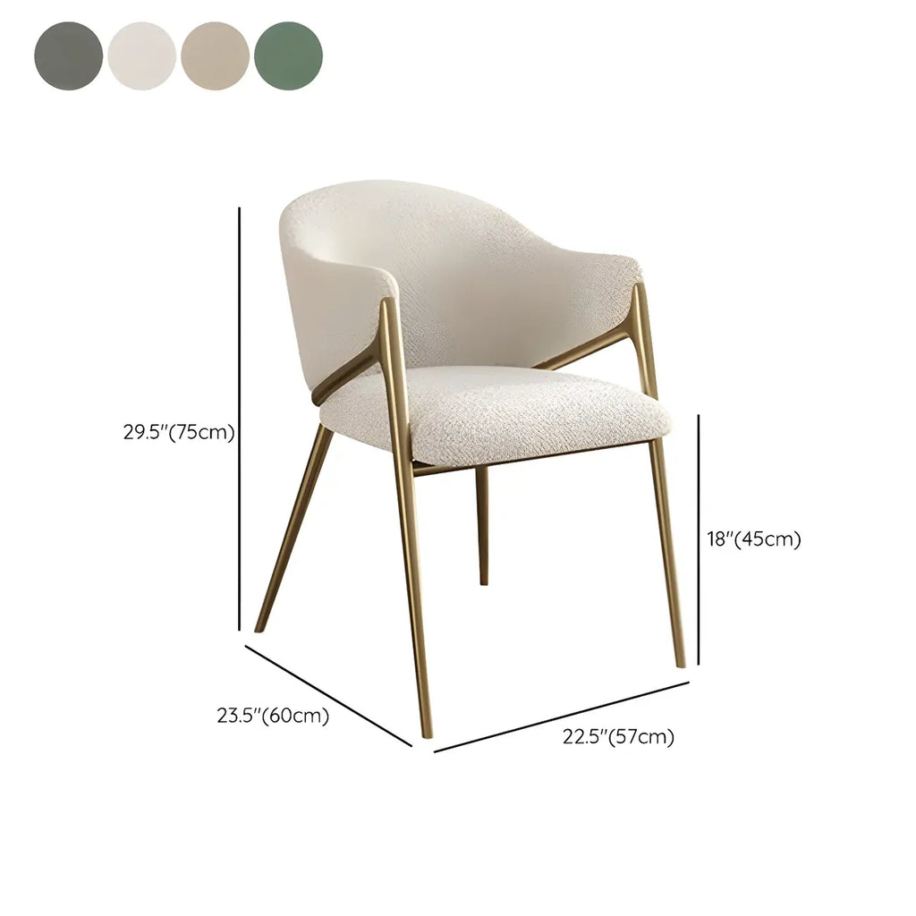 Ensemble de 2 chaises de salle à manger blanches contemporaines en sherpa à dossier bas