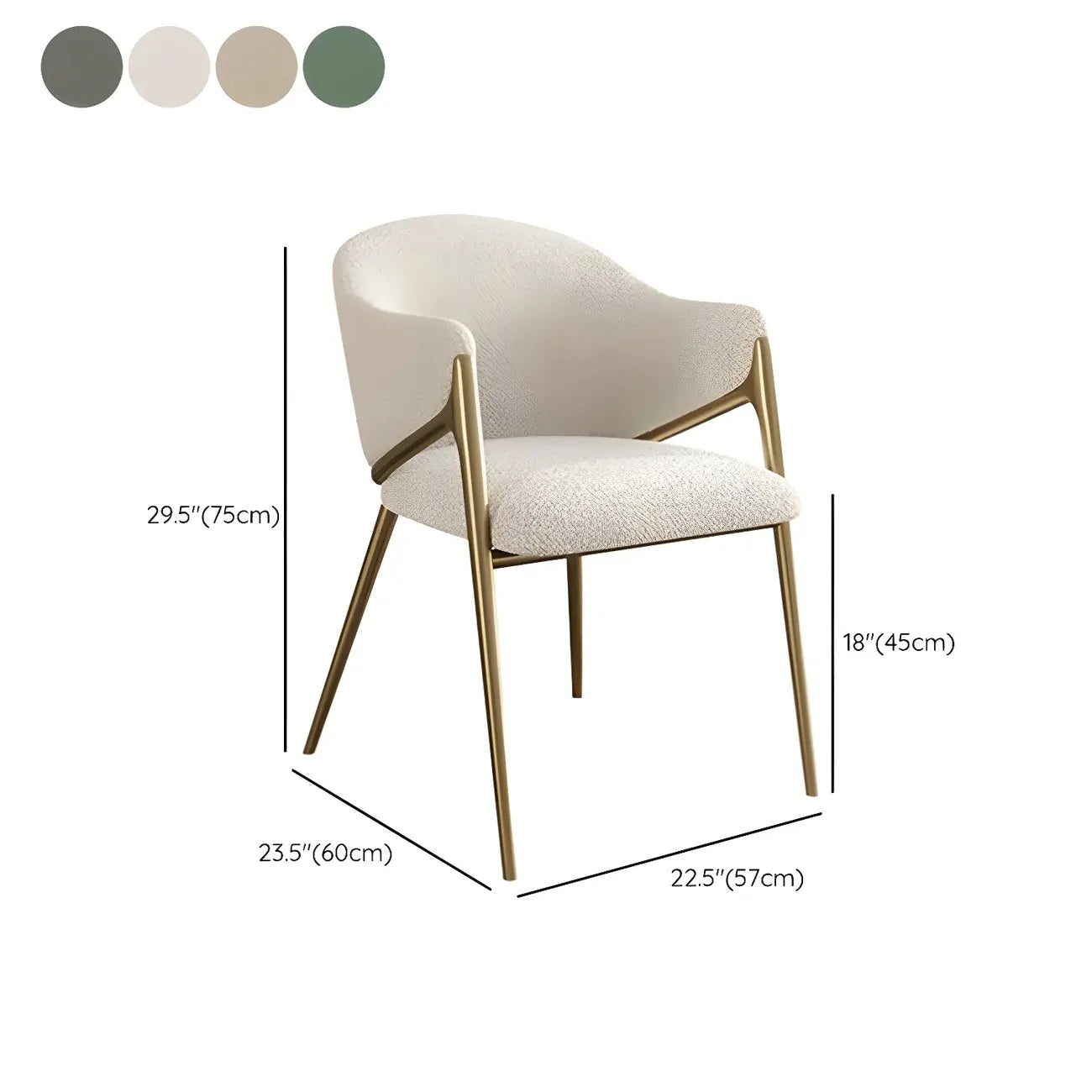 Ensemble de 2 chaises de salle à manger blanches contemporaines en sherpa à dossier bas