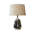 Lampe de table élégante à pied cylindrique en cristal et abat-jour en lin