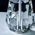 Lampe de table élégante à pied cylindrique en cristal et abat-jour en lin